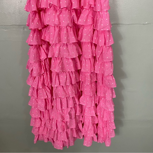 Loveshackfancy Idra Dress Ruffle Maxi Polka Dot Pink Sleeveless - Picture 4 of 8